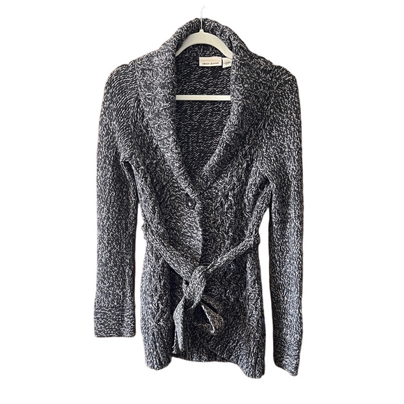DKNY Black and White Knit Cardigan With Belt Size Medium - Picture 1 of 4